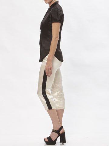 Amanda Cigarette Pant – Hemp Silk with Contrast Stripe
