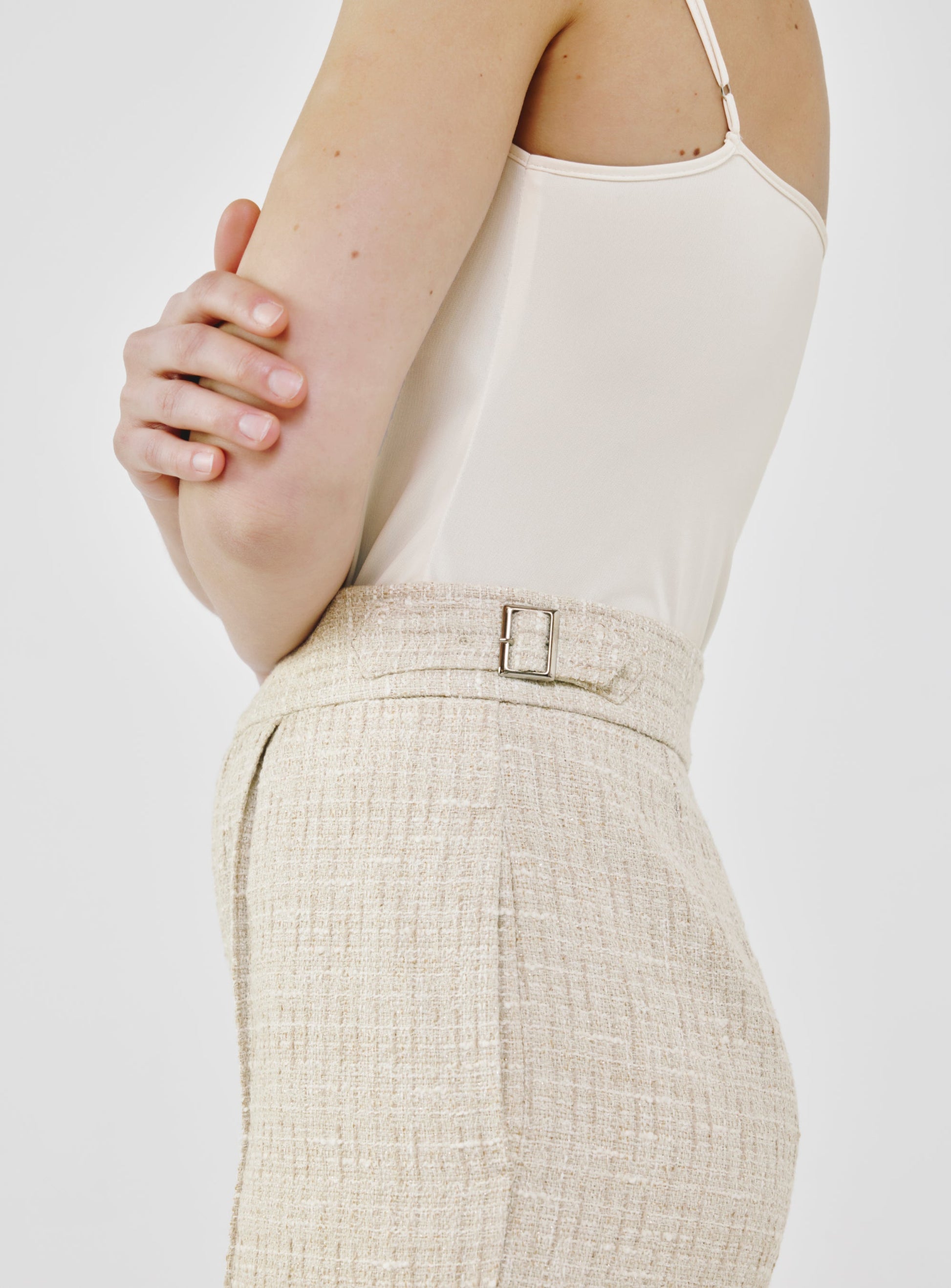 Fancy Tweed High-Waist Tailored Pants