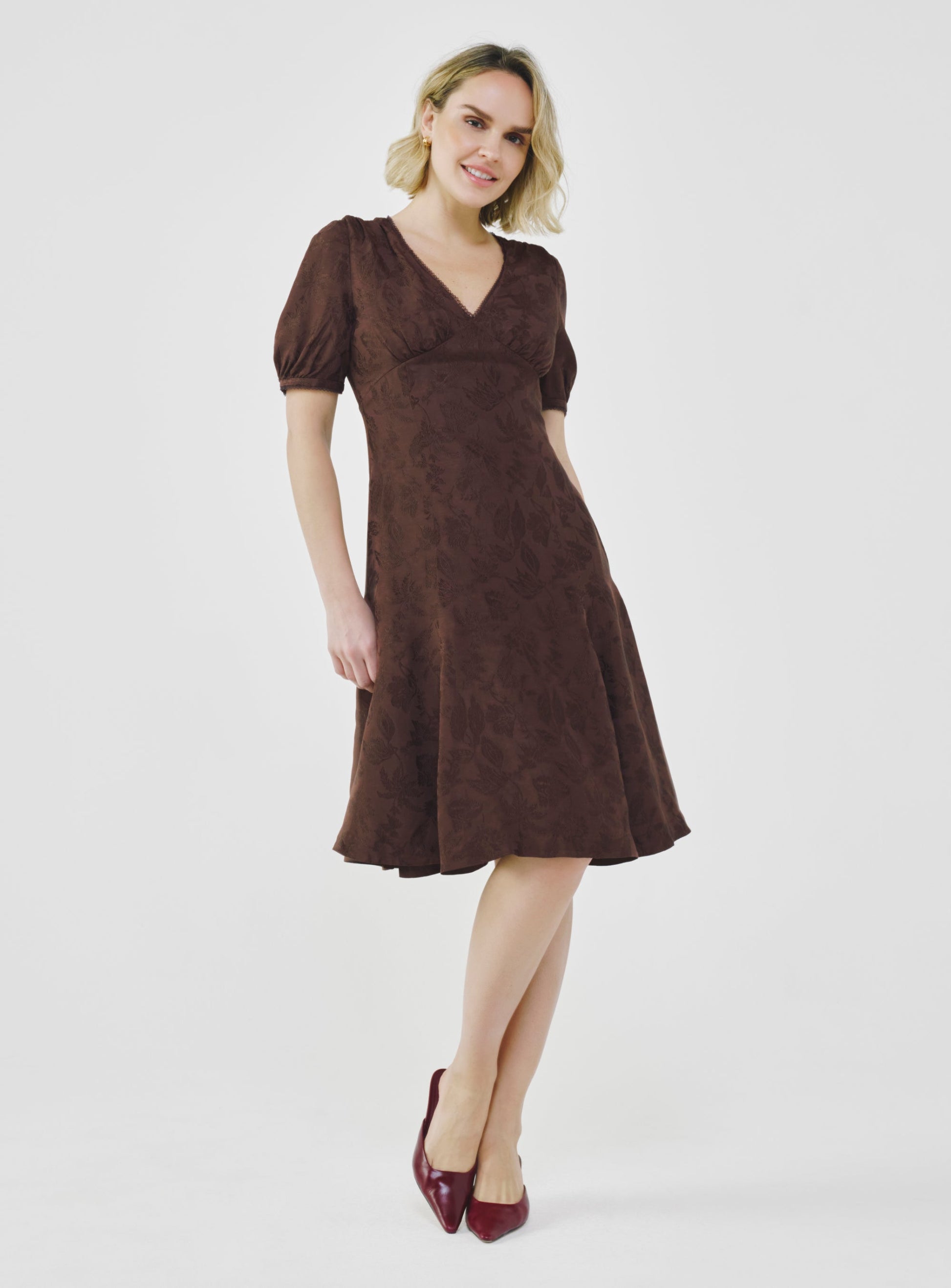 Floral Jacquard Midi Dress