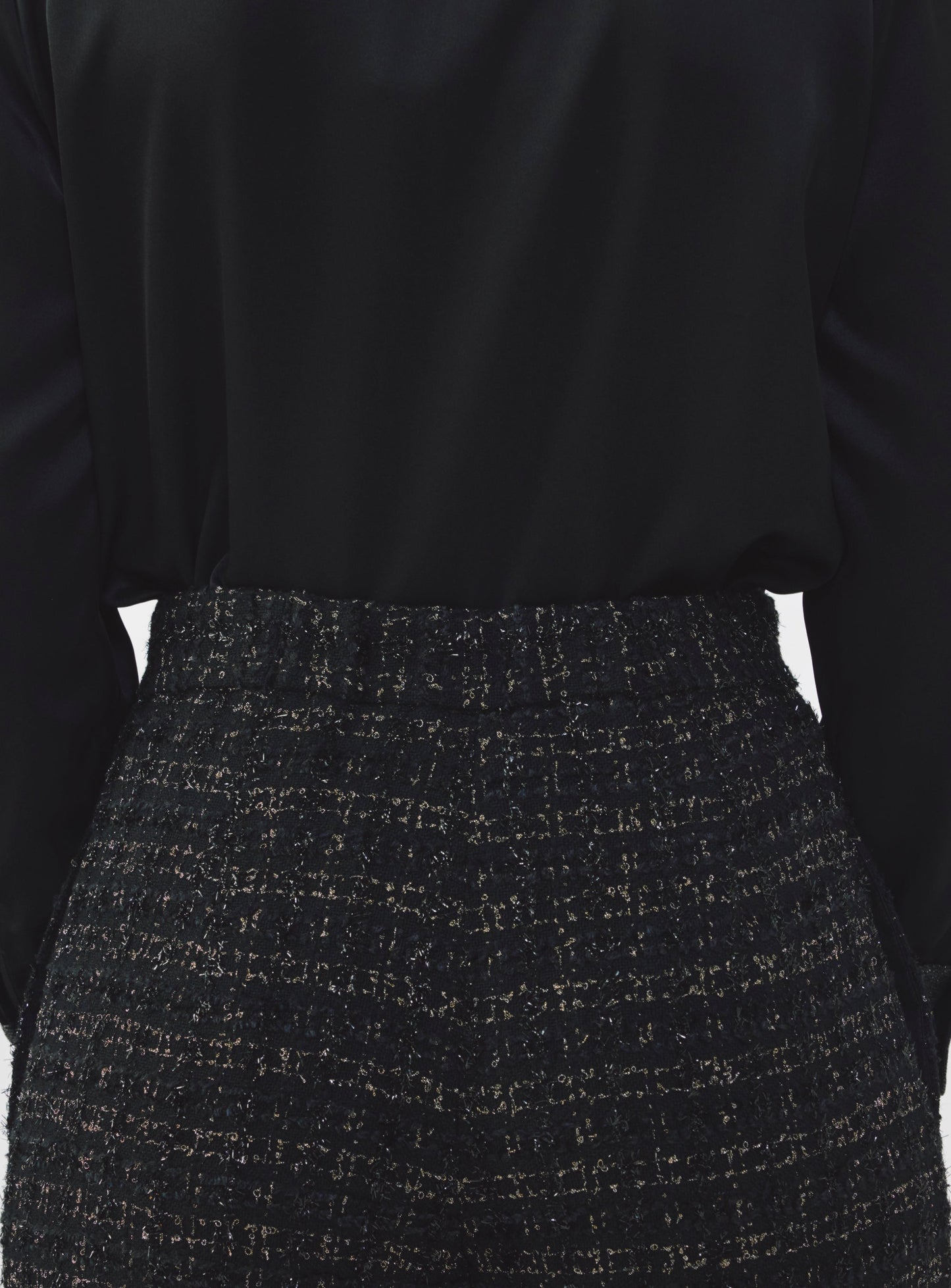 Fancy Tweed Wide Leg Pants with Elastic Waistband