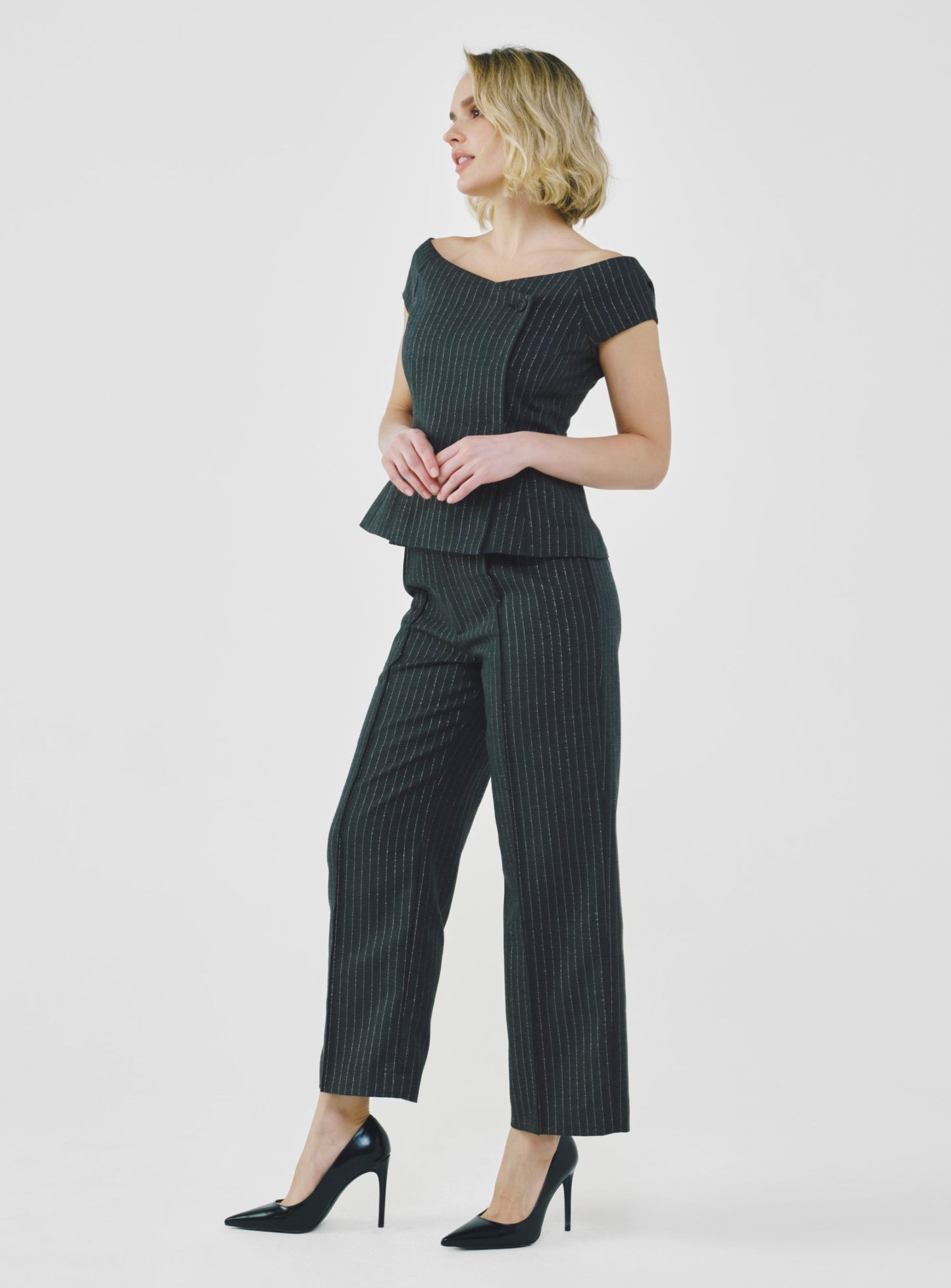 Tailored Pinstripe Bardot Top