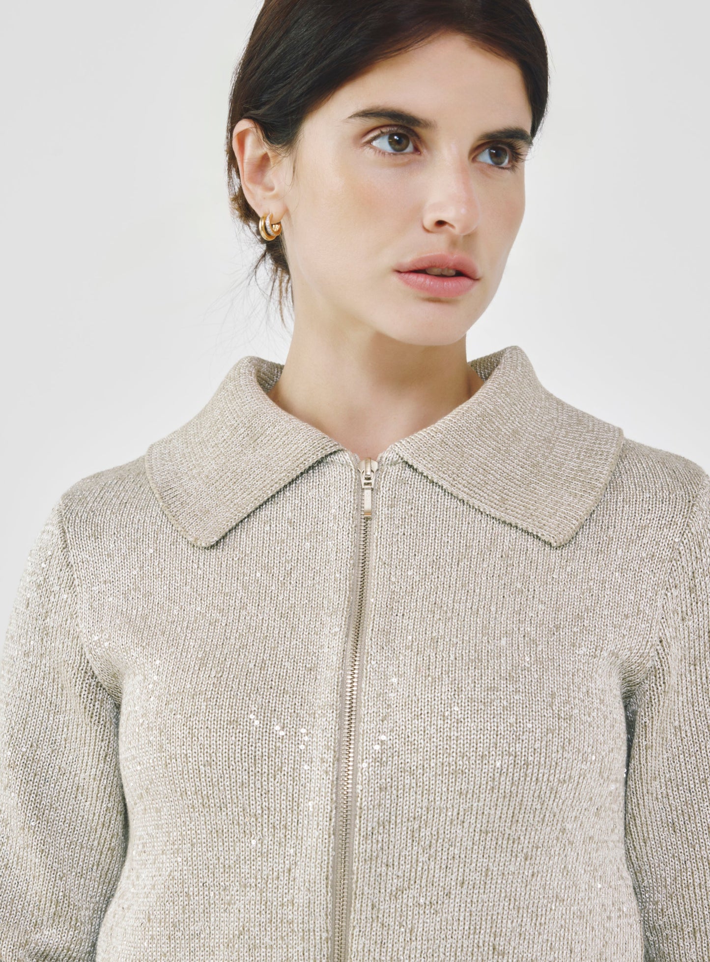 Sequin-Kissed Cotton Cardigan