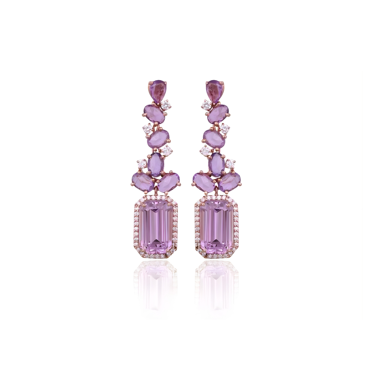 Sublime Orchid Kunzite, Sapphire & Diamond Earrings