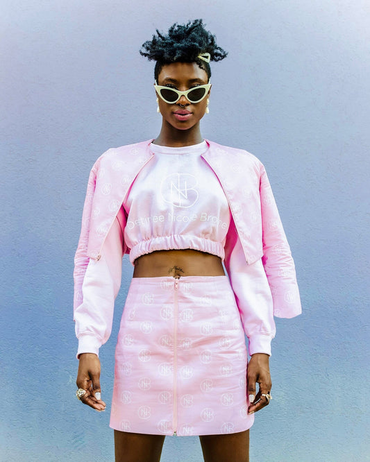 DNB Cropped Crewneck Sweatshirt (Light Pink)