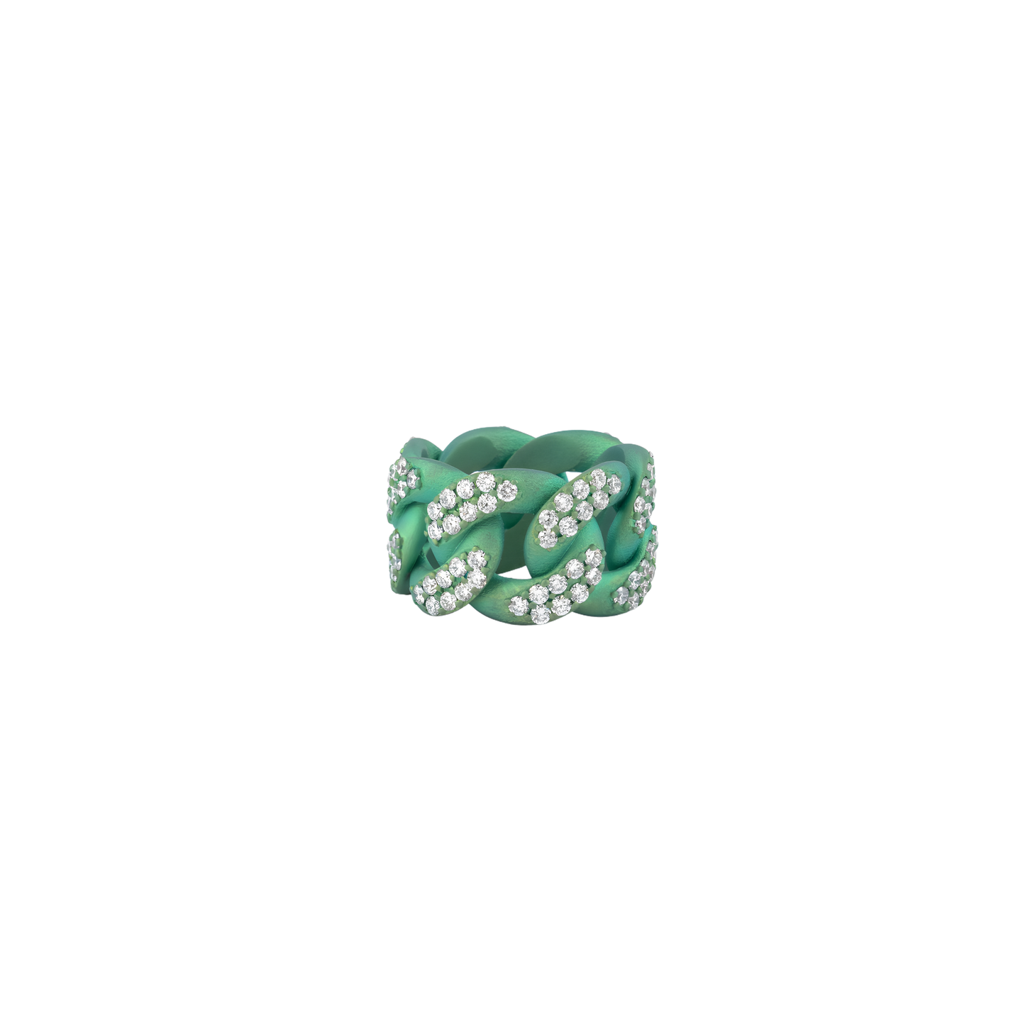 Sky Luxury Links Ring in Satin Titanium with White Diamonds