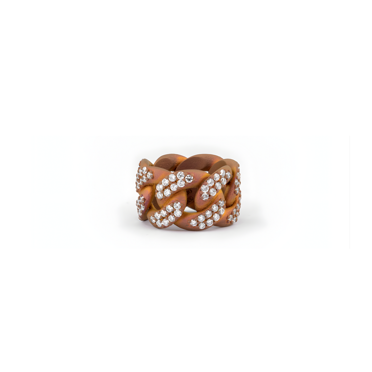 Sky Luxury Links Ring in Satin Titanium with White Diamonds