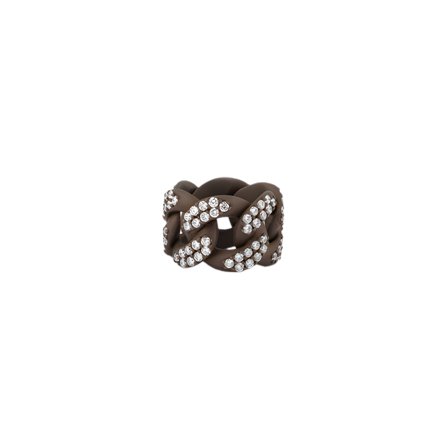 Sky Luxury Links Ring in Satin Titanium with White Diamonds