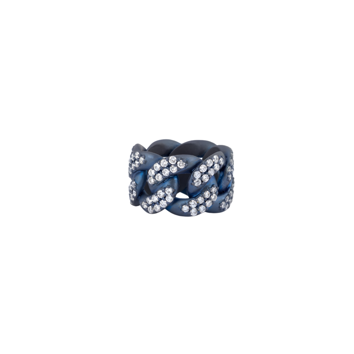 Sky Luxury Links Ring in Satin Titanium with White Diamonds