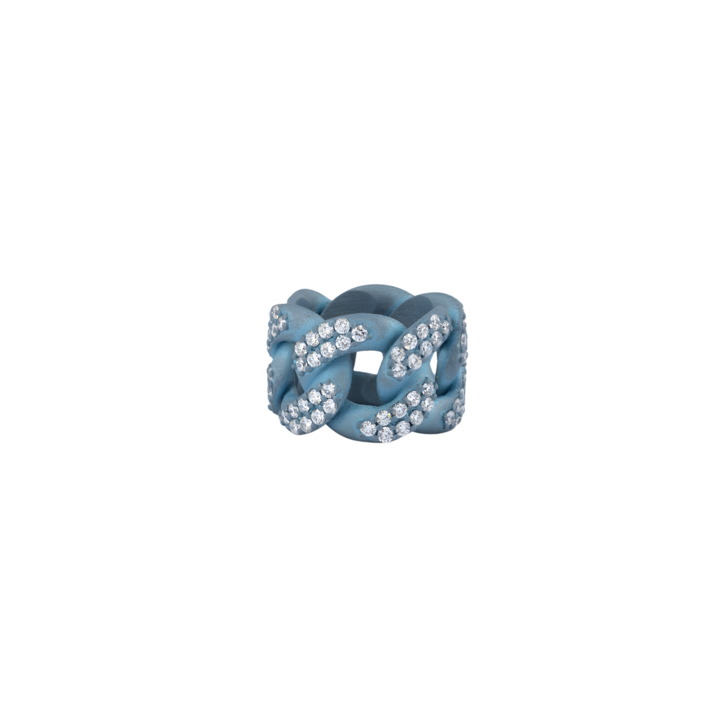 Sky Luxury Links Ring in Satin Titanium with White Diamonds