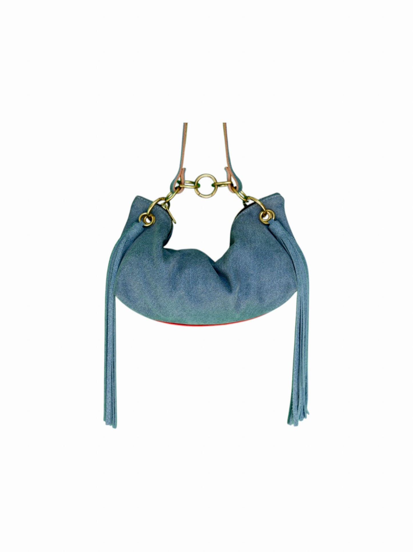 Blair Shoulder Bag, Denim Printed Leather/Tassels