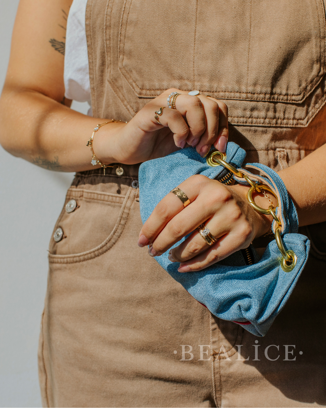 Baby Blair Shoulder Bag, Denim Printed Leather