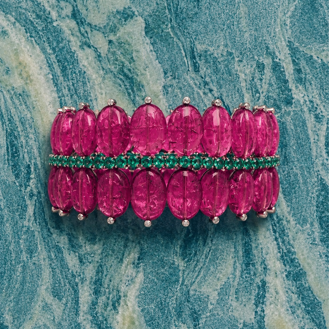 18K Gold Watermelon Tourmaline Bracelet