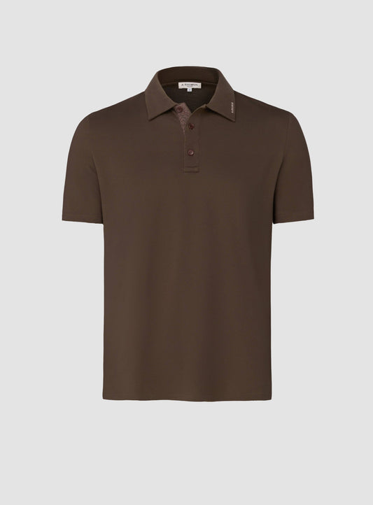 Men's Cotton Polo Shirt with Fancy Tweed