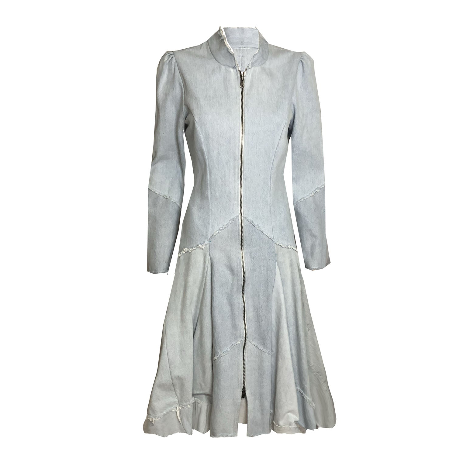 The Dorothy Coat – Fit-and-Flare Bleached Denim Coat
