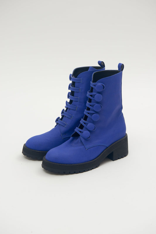 Handmade Boots Blue Buttons