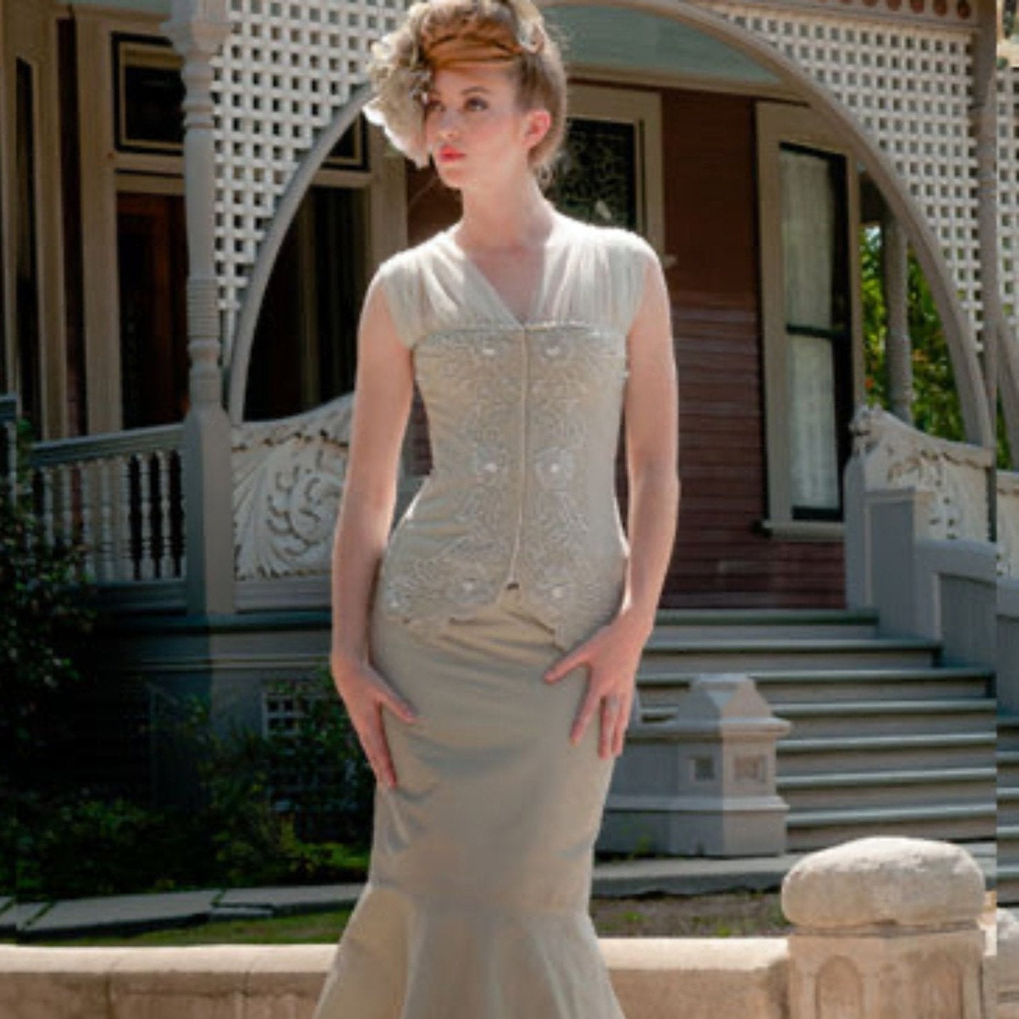 Eunice Bustier-Vintage Beaded Wool