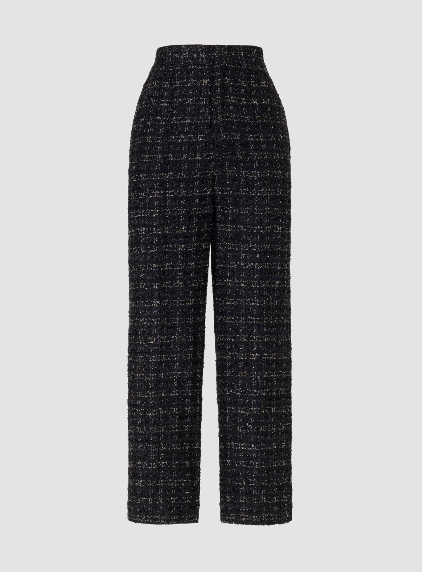 Fancy Tweed Wide Leg Pants with Elastic Waistband