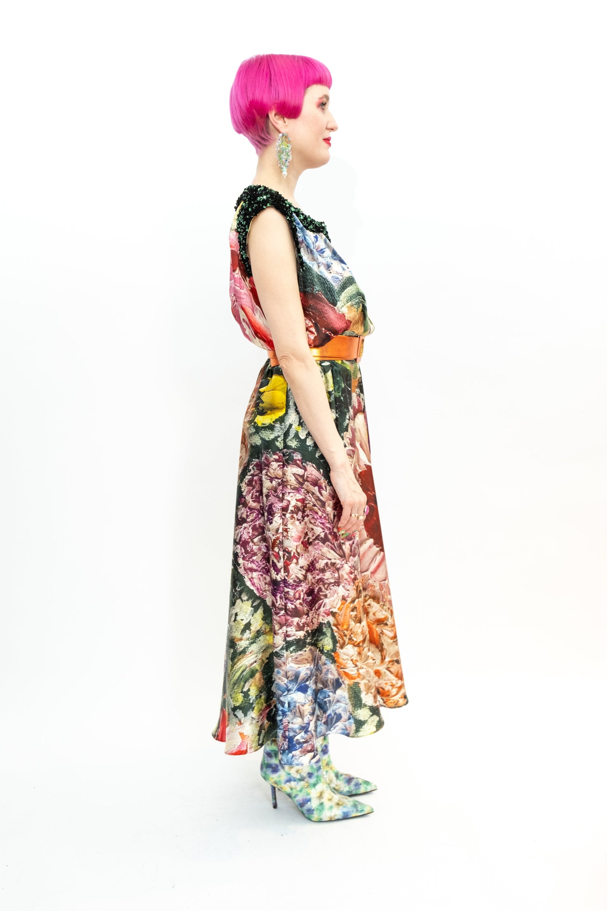 Silk Dress Sequins "Green Garden of Georgia"