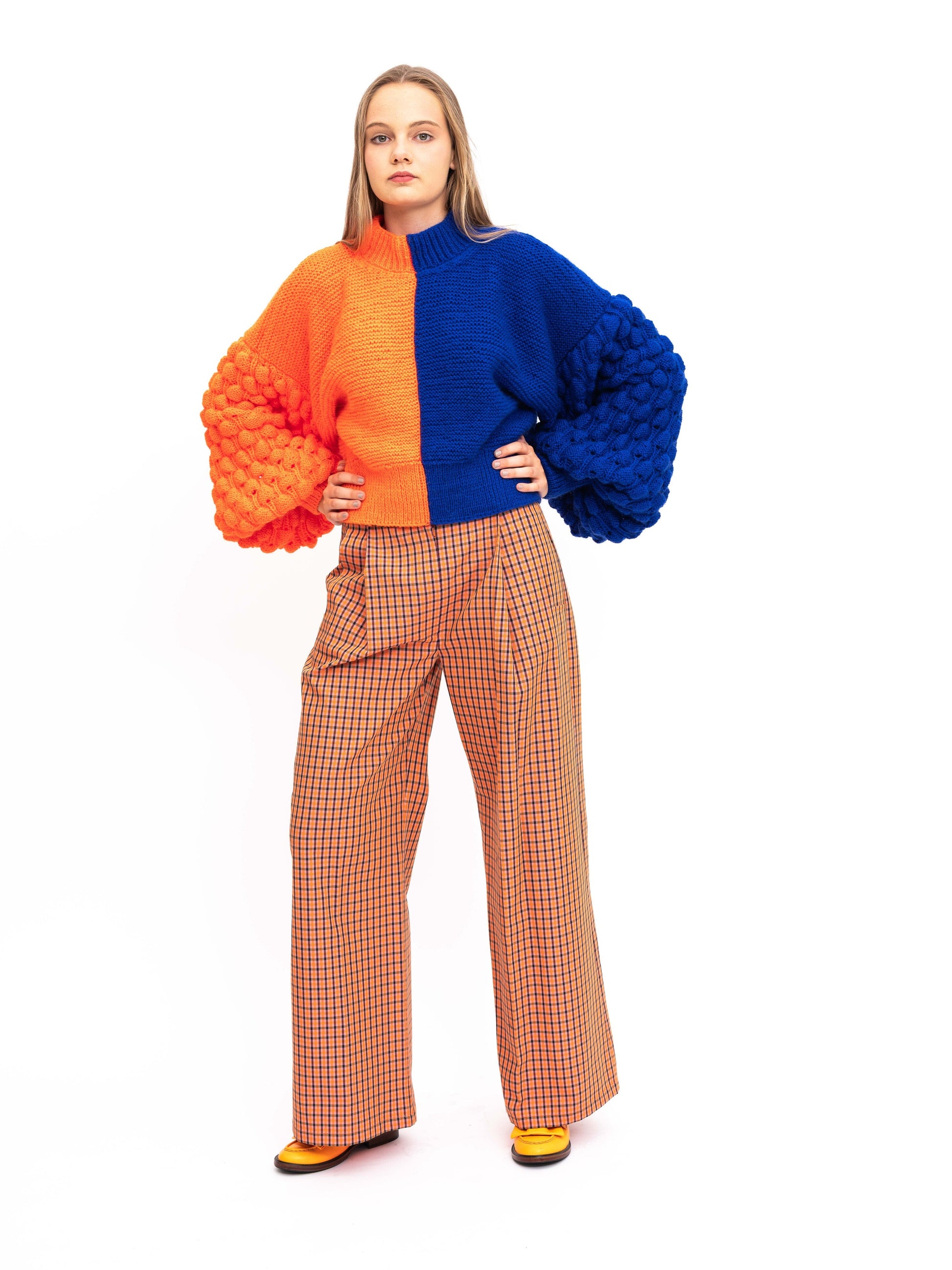 Handmade Pullover Orange Blue
