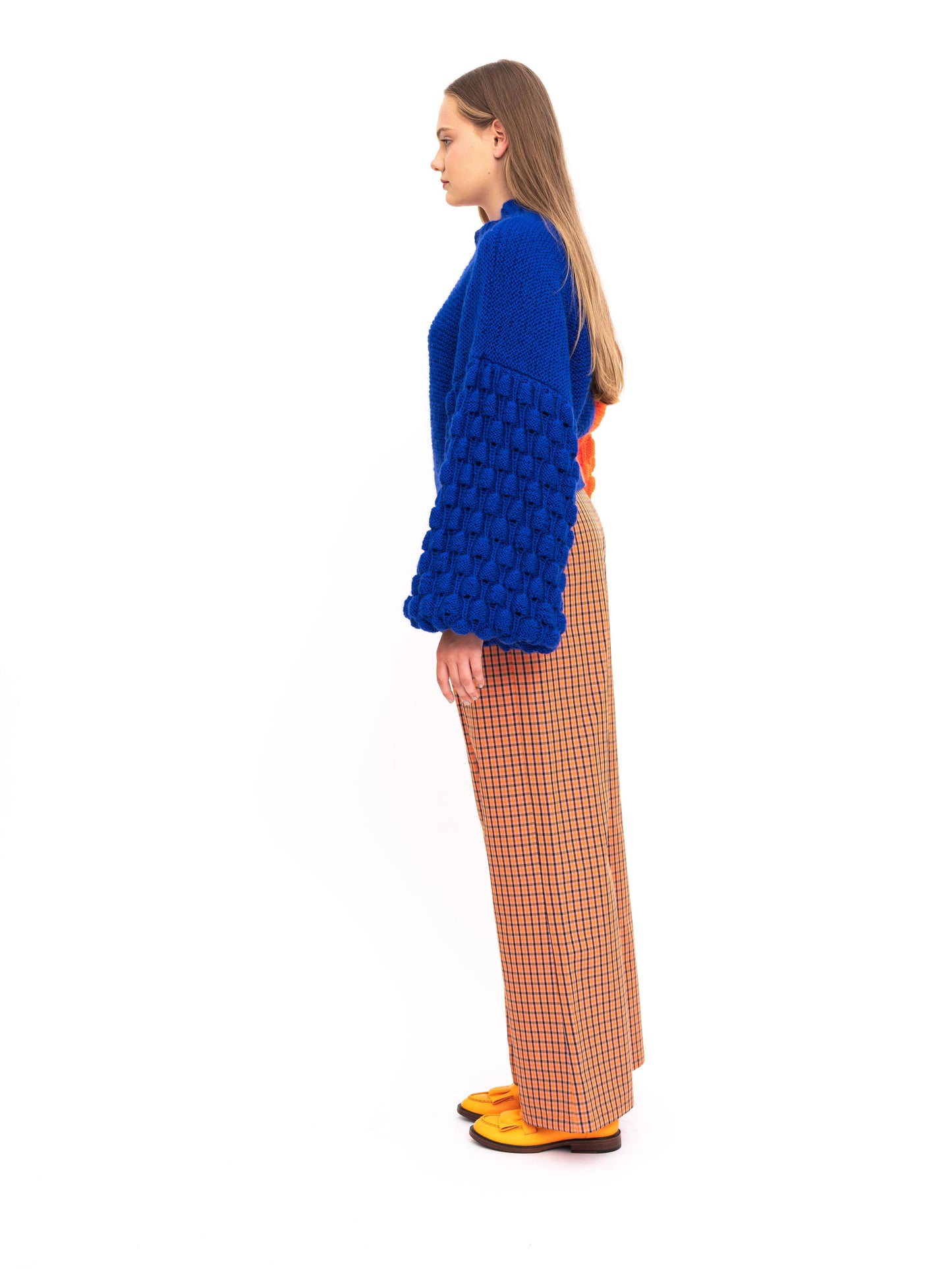 Handmade Pullover Orange Blue