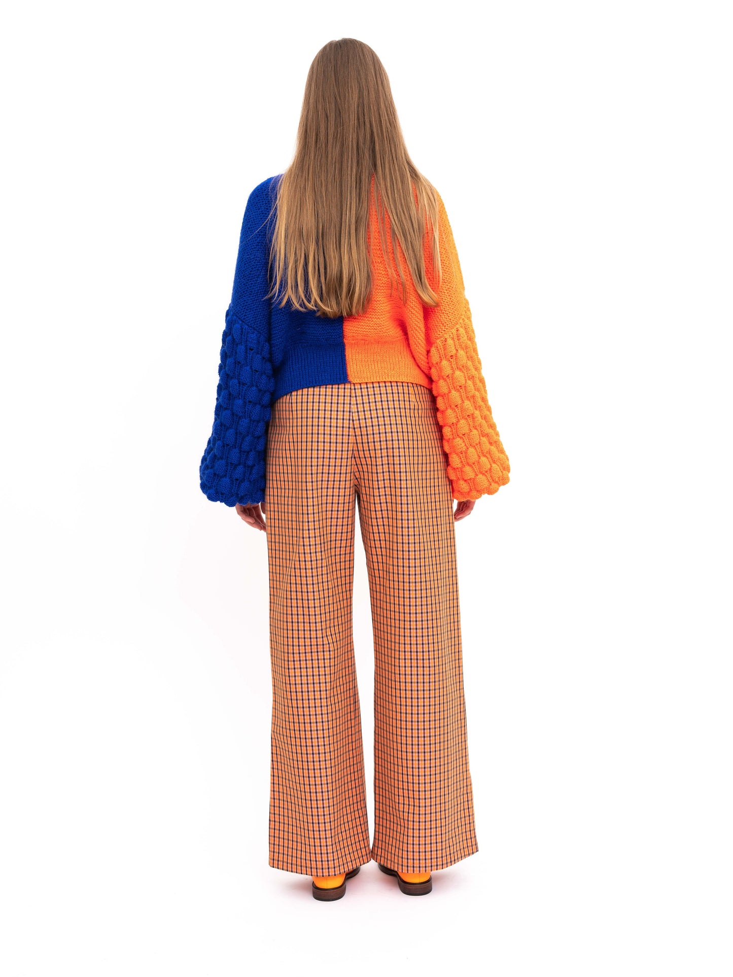 Handmade Pullover Orange Blue