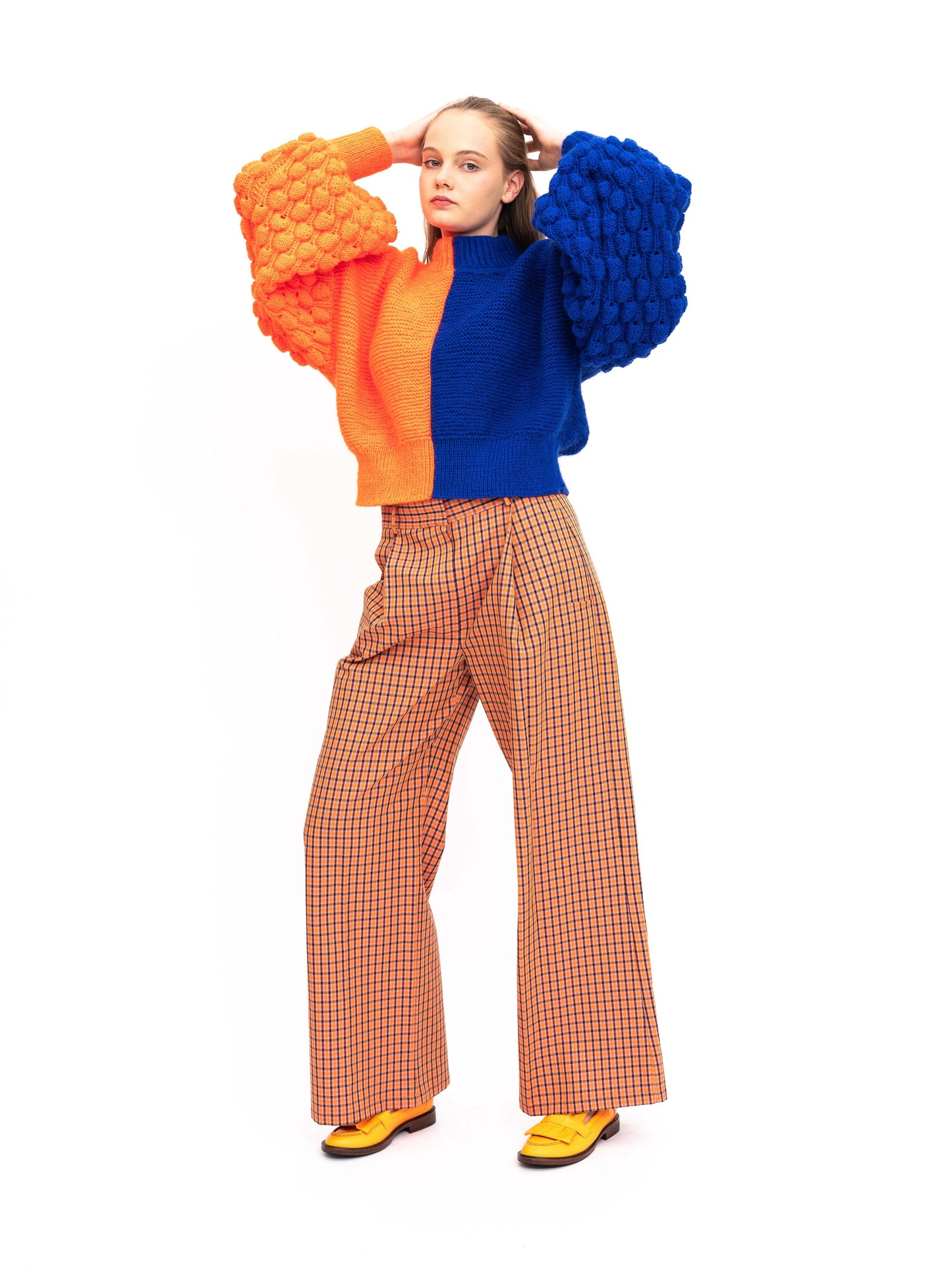 Handmade Pullover Orange Blue