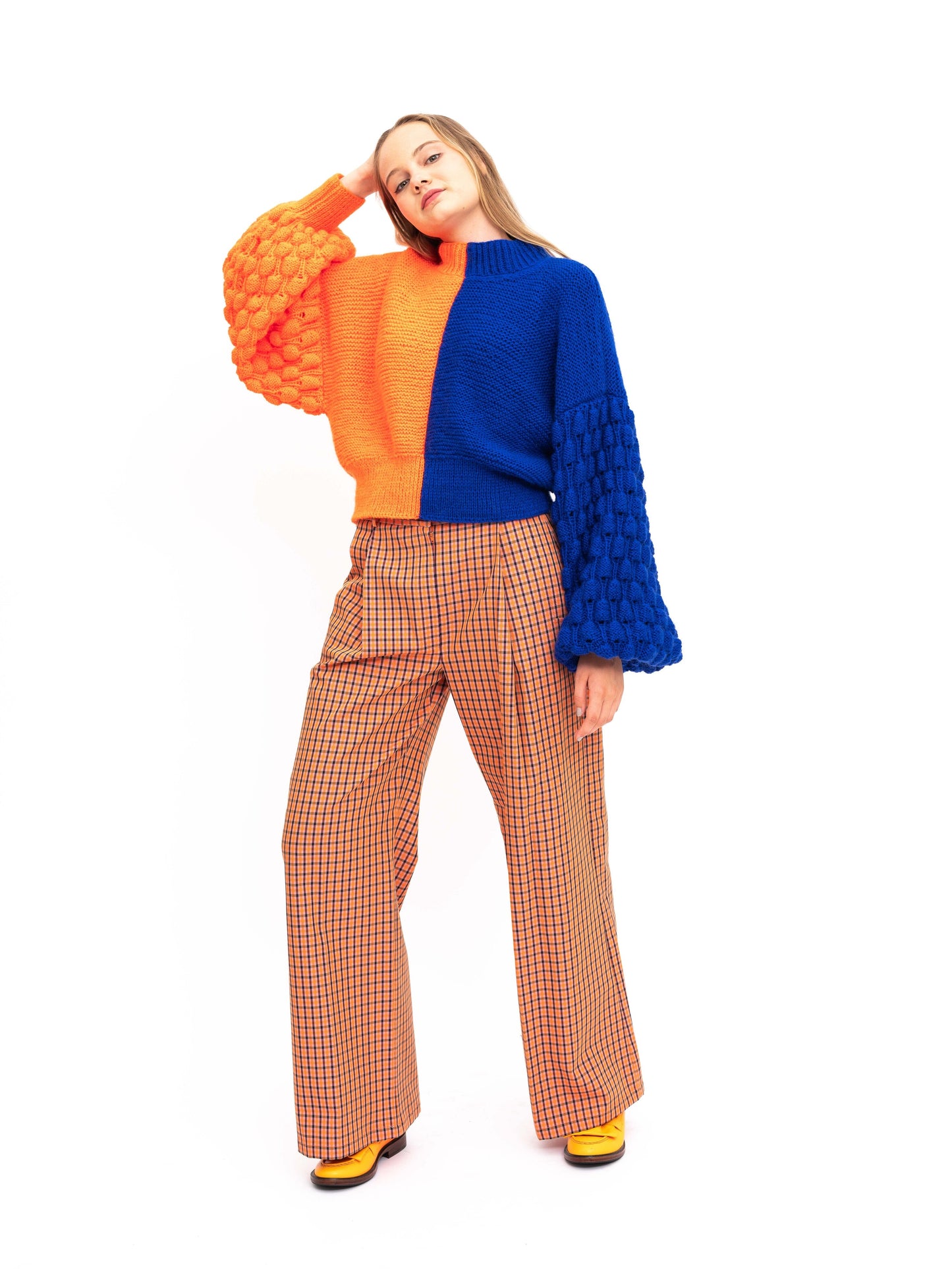 Handmade Pullover Orange Blue