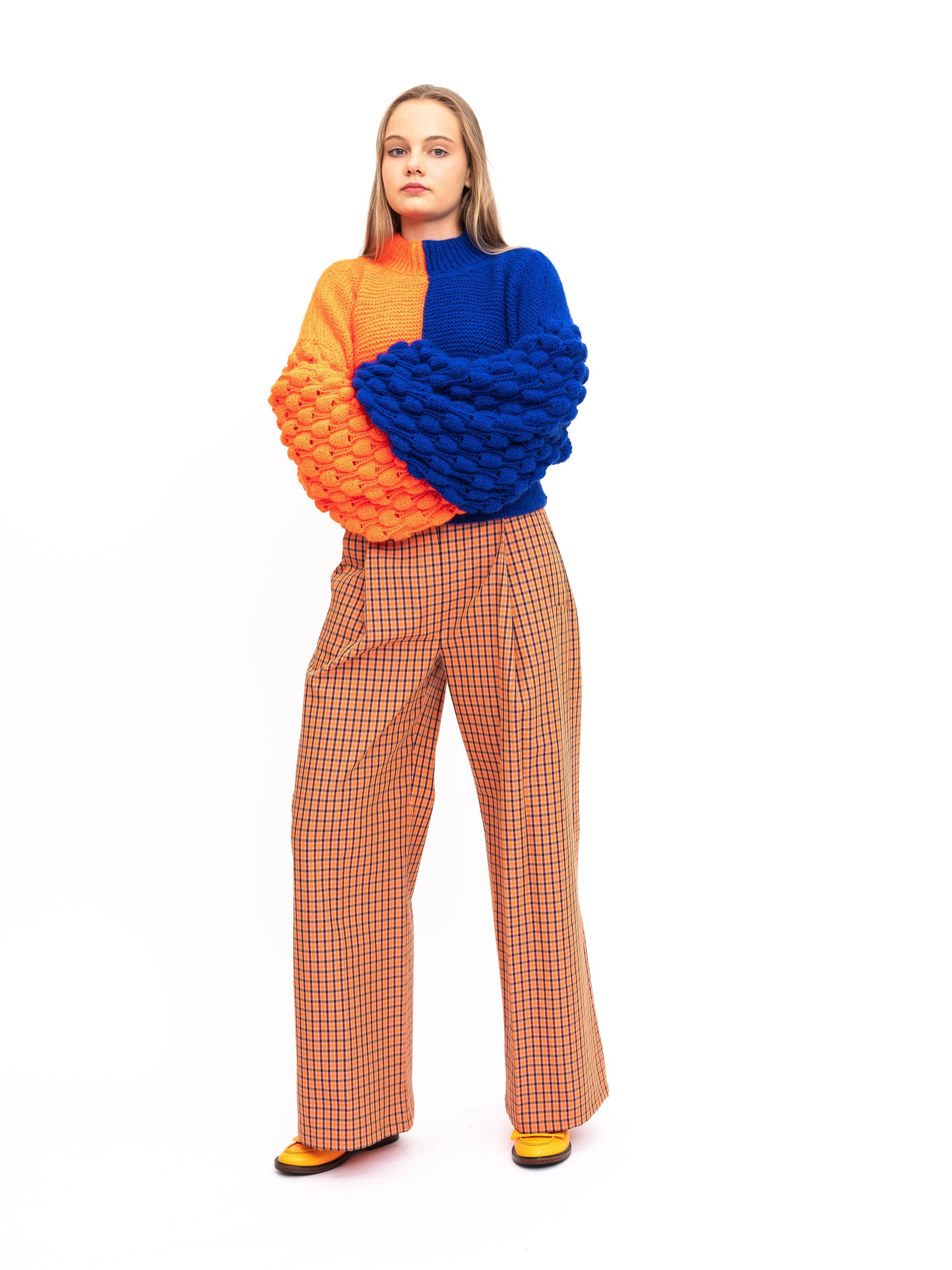 Handmade Pullover Orange Blue