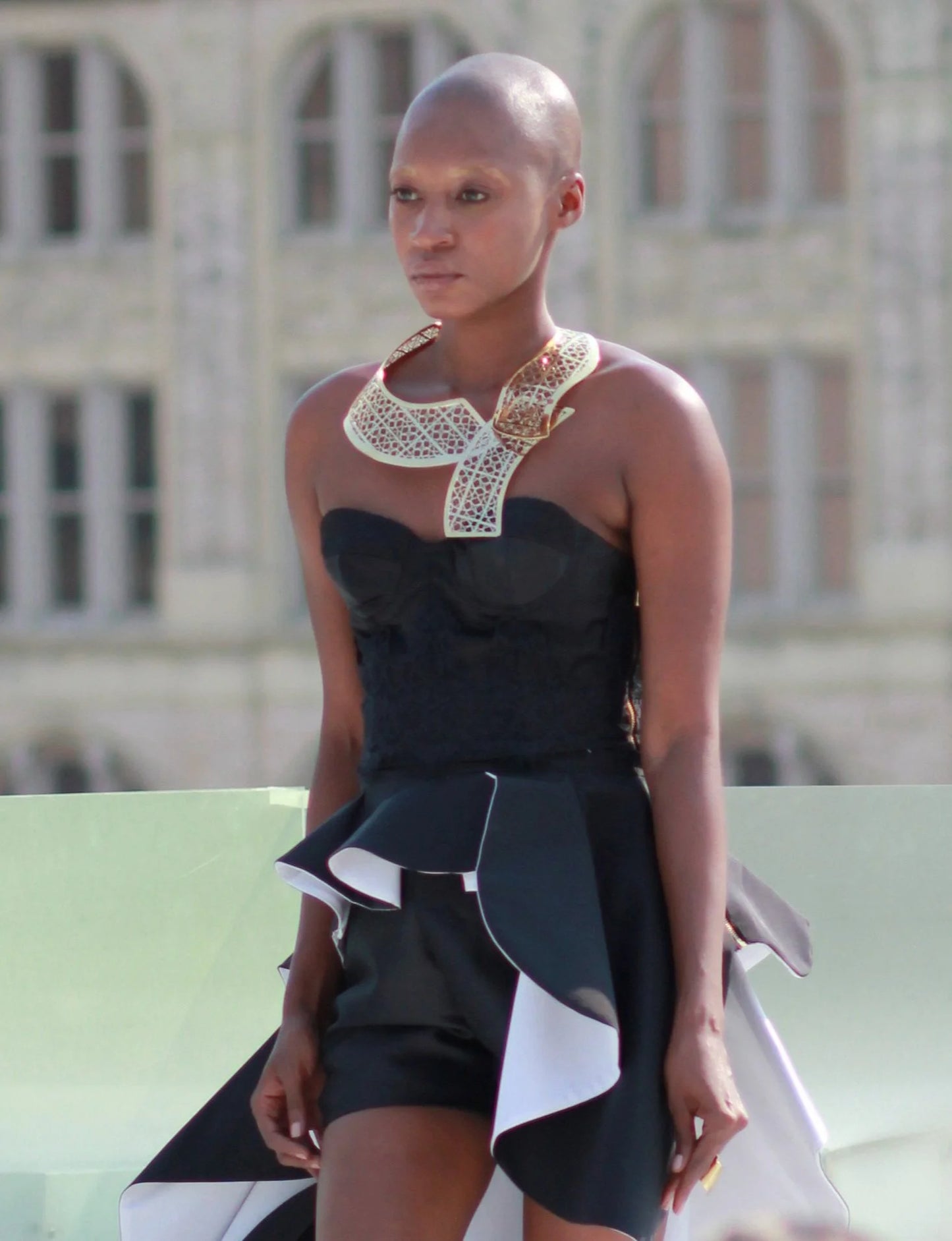 Black and White Overskirt with Bustier and Skirt