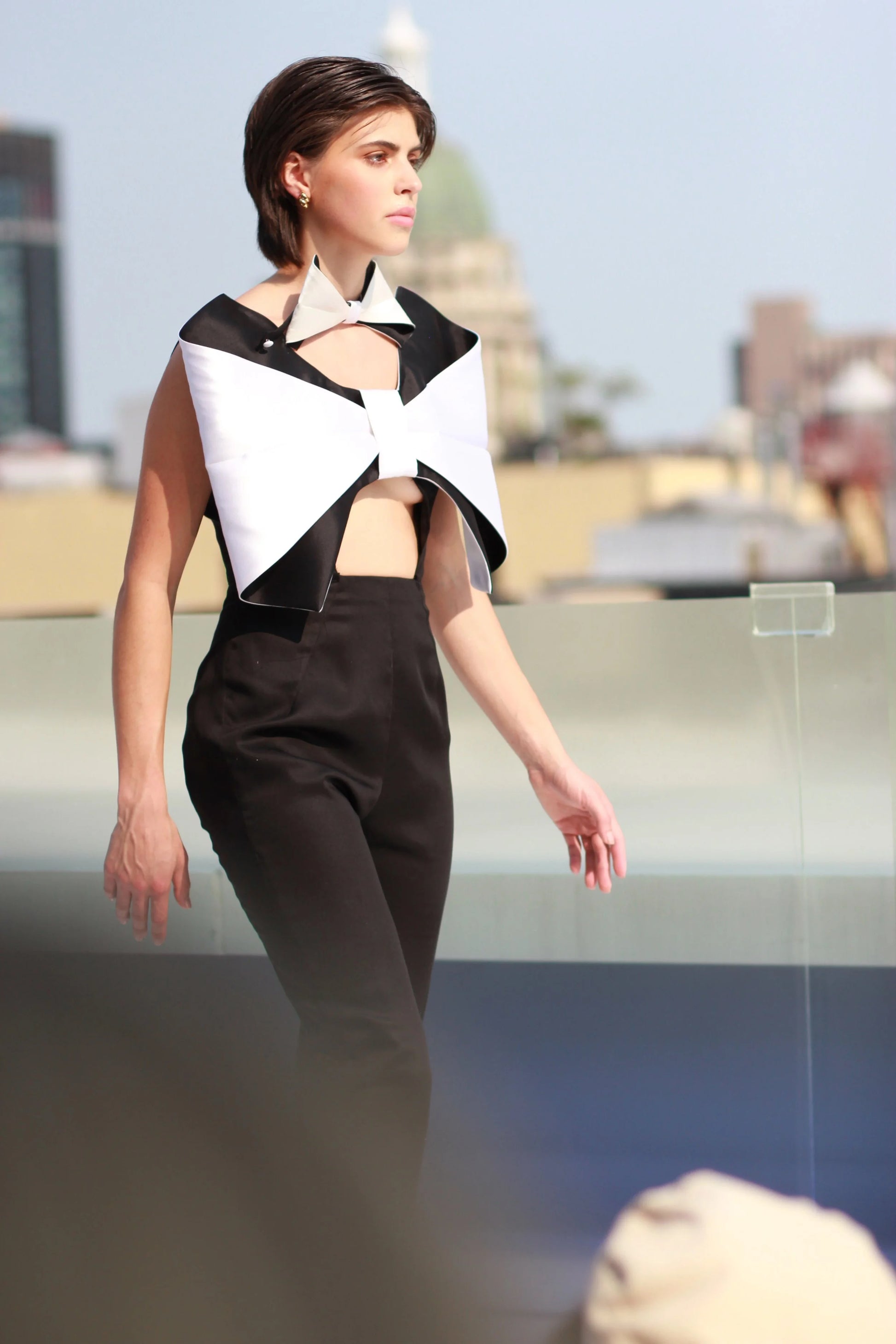 Black and White Bow Jumpsuit