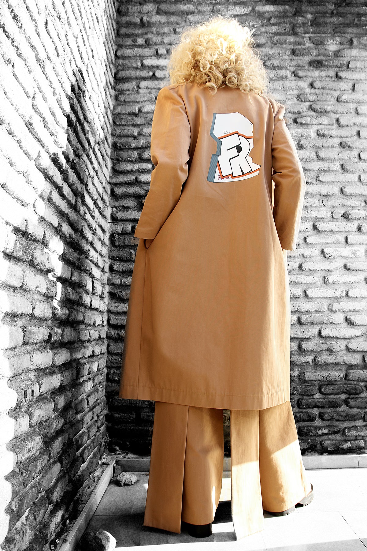 PRINTED COAT BROWN
