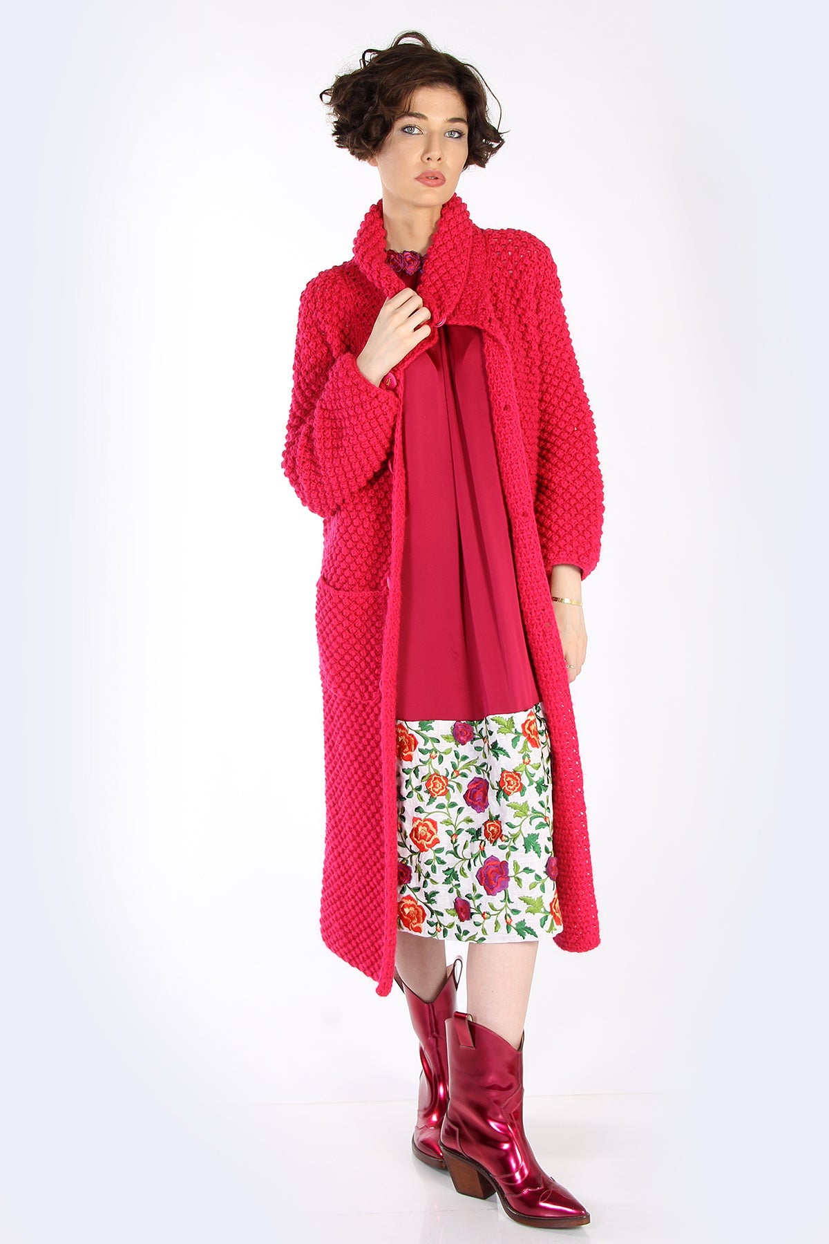 Handmade Cardigan Mohair red