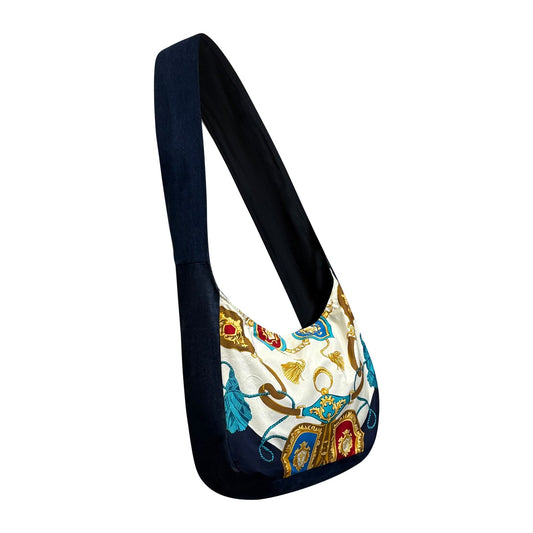 Mini Scarf Tote – Upcycled Denim & Vintage Silk