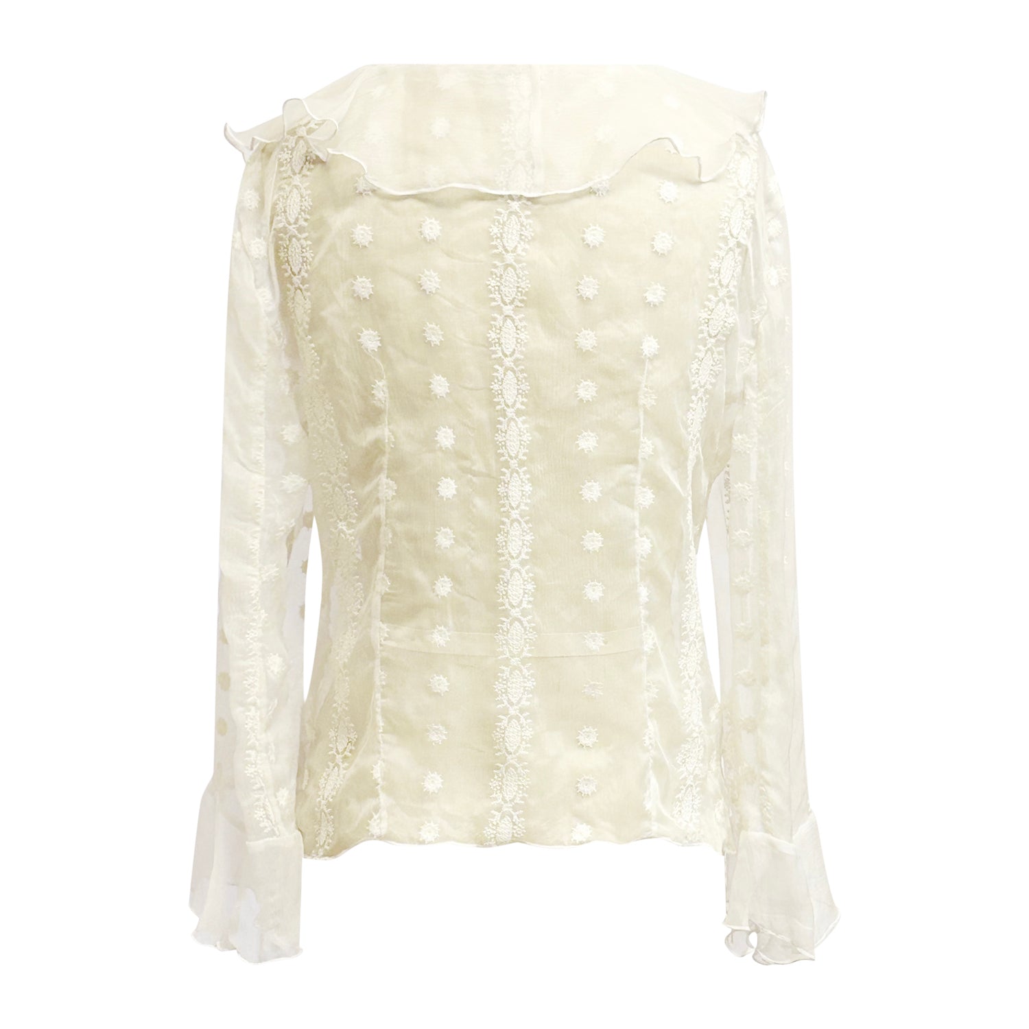 Lillia Blouse – White Embroidered Silk Chiffon