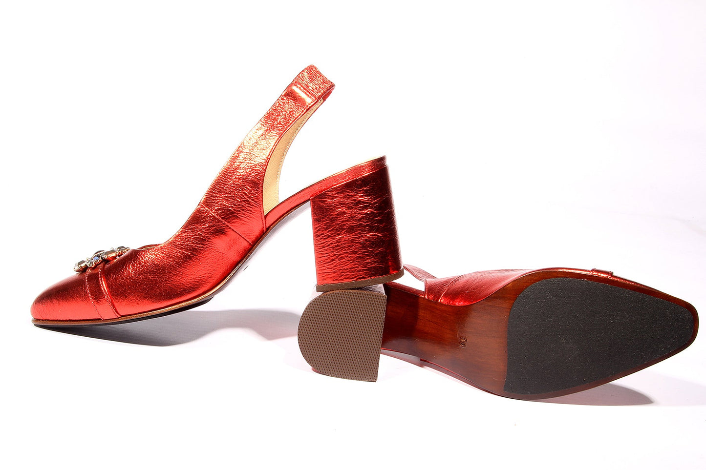 Handmade Pumps Metallic Red