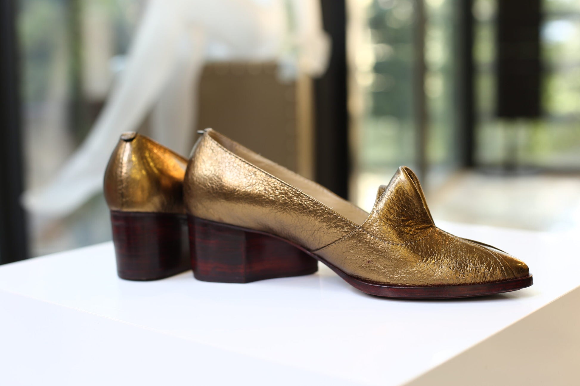 Handmade Slippers Metallic Gold