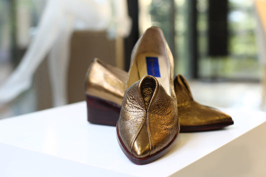 Handmade Slippers Metallic Gold