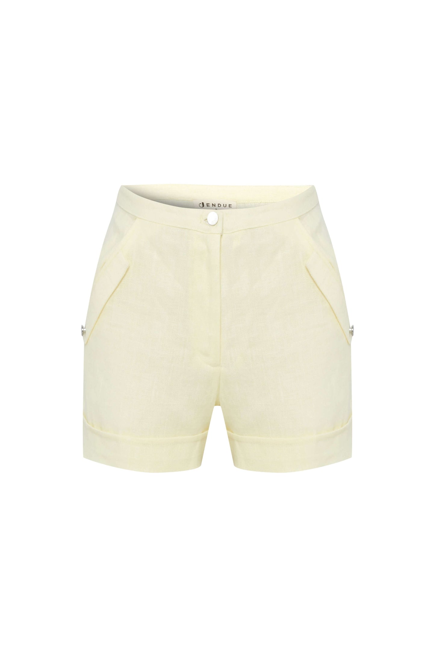 JENDUE Amara Linen Shorts — High-Waisted