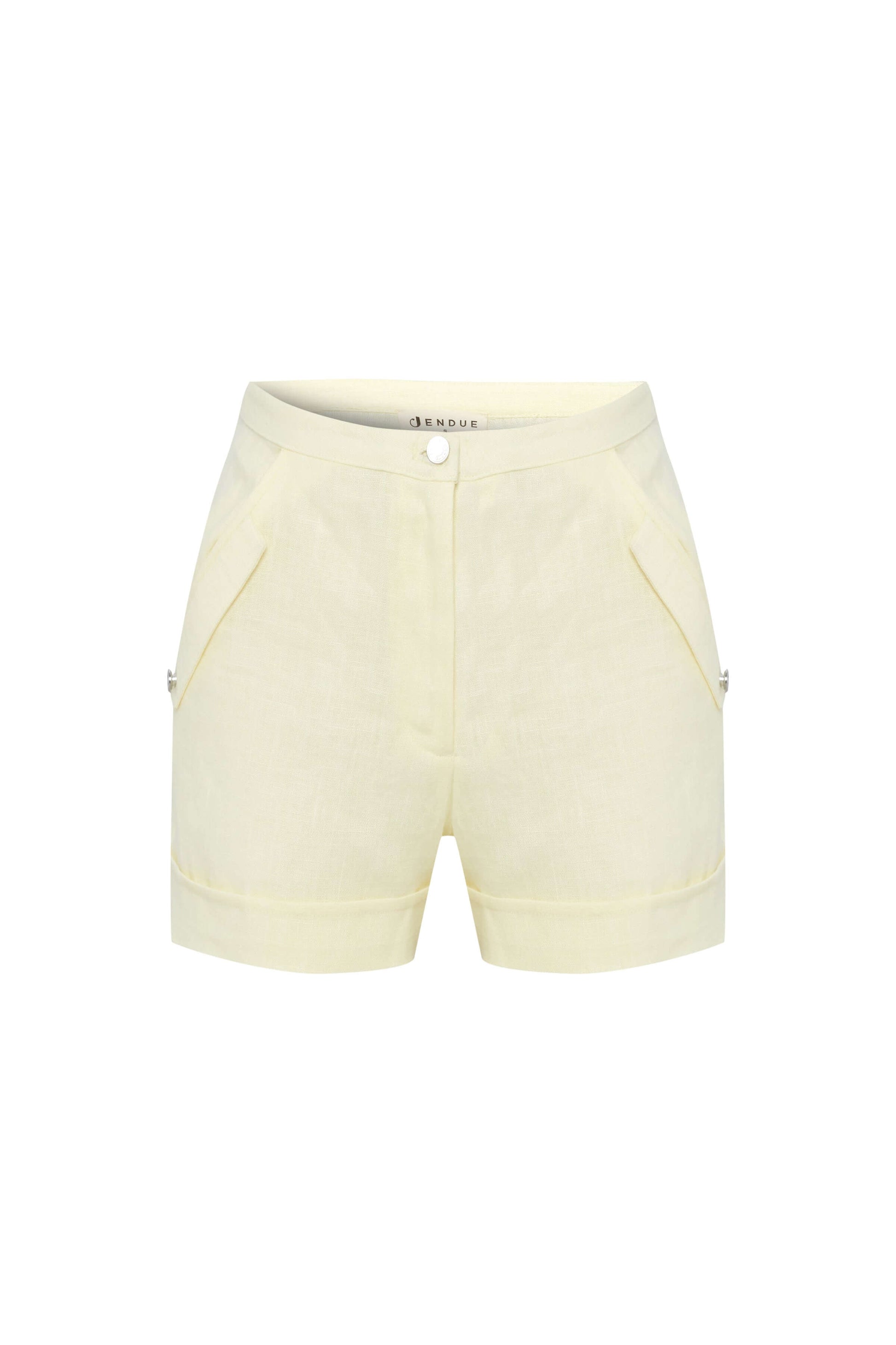 JENDUE Amara Linen Shorts — High-Waisted
