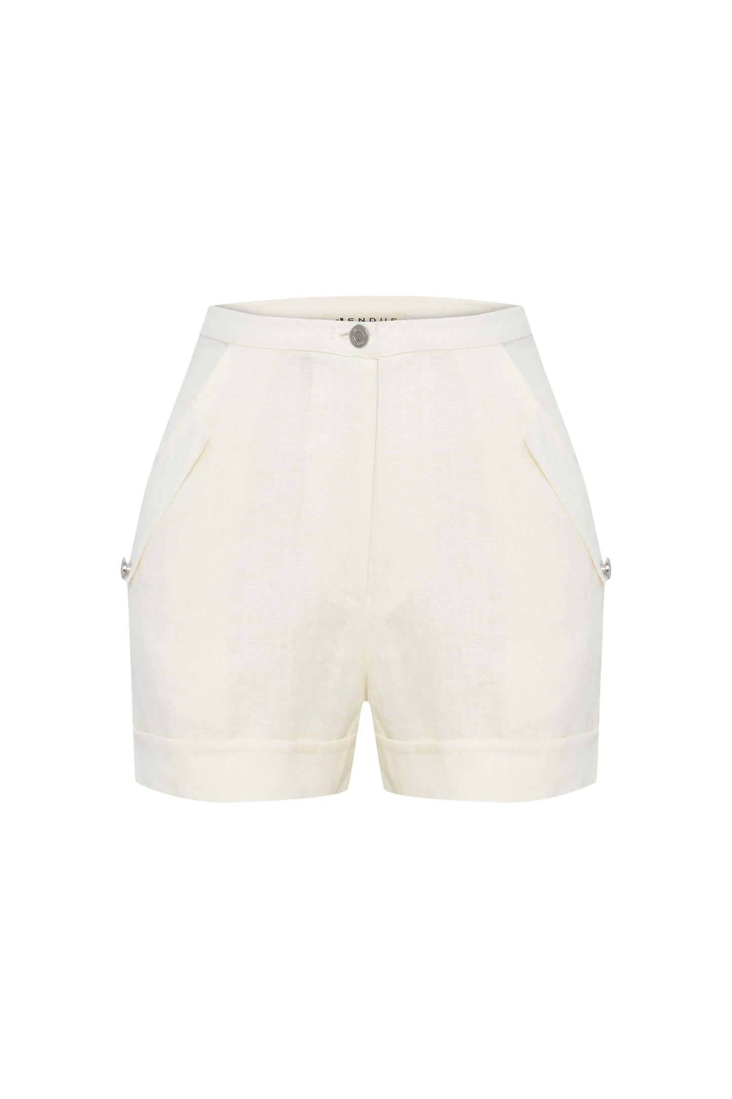JENDUE Amara Linen Shorts — High-Waisted
