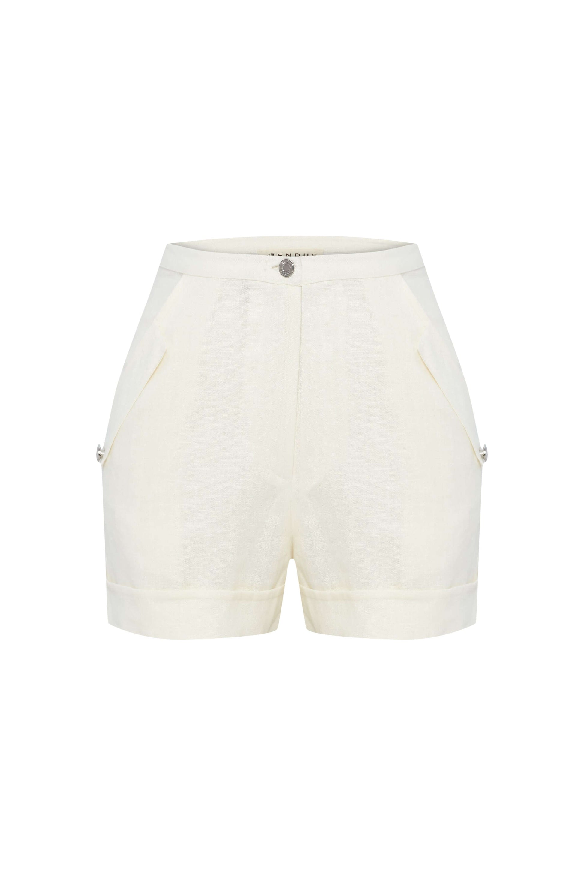 JENDUE Amara Linen Shorts — High-Waisted