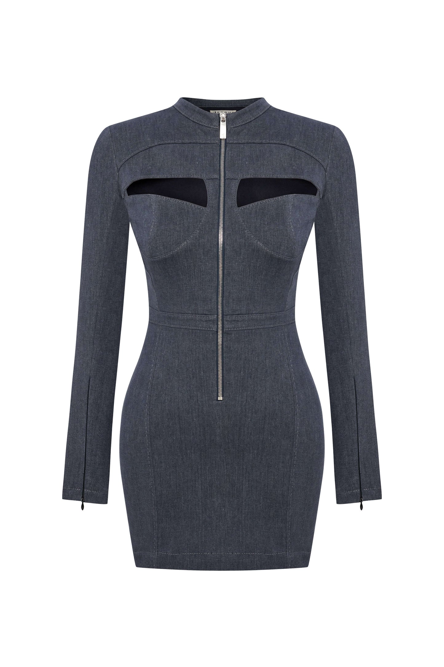 JENDUE Aurora Denim Dress - Chic Cut-Out Mini