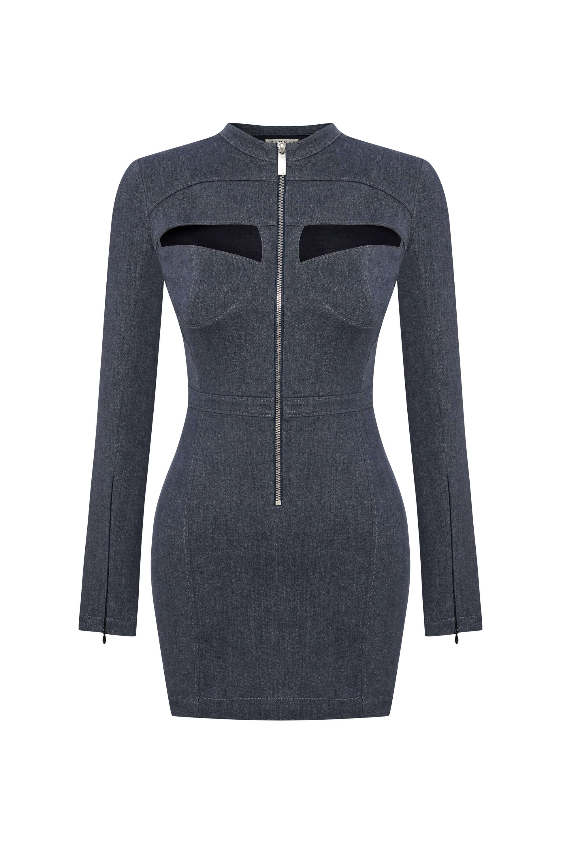 JENDUE Aurora Denim Dress - Chic Cut-Out Mini