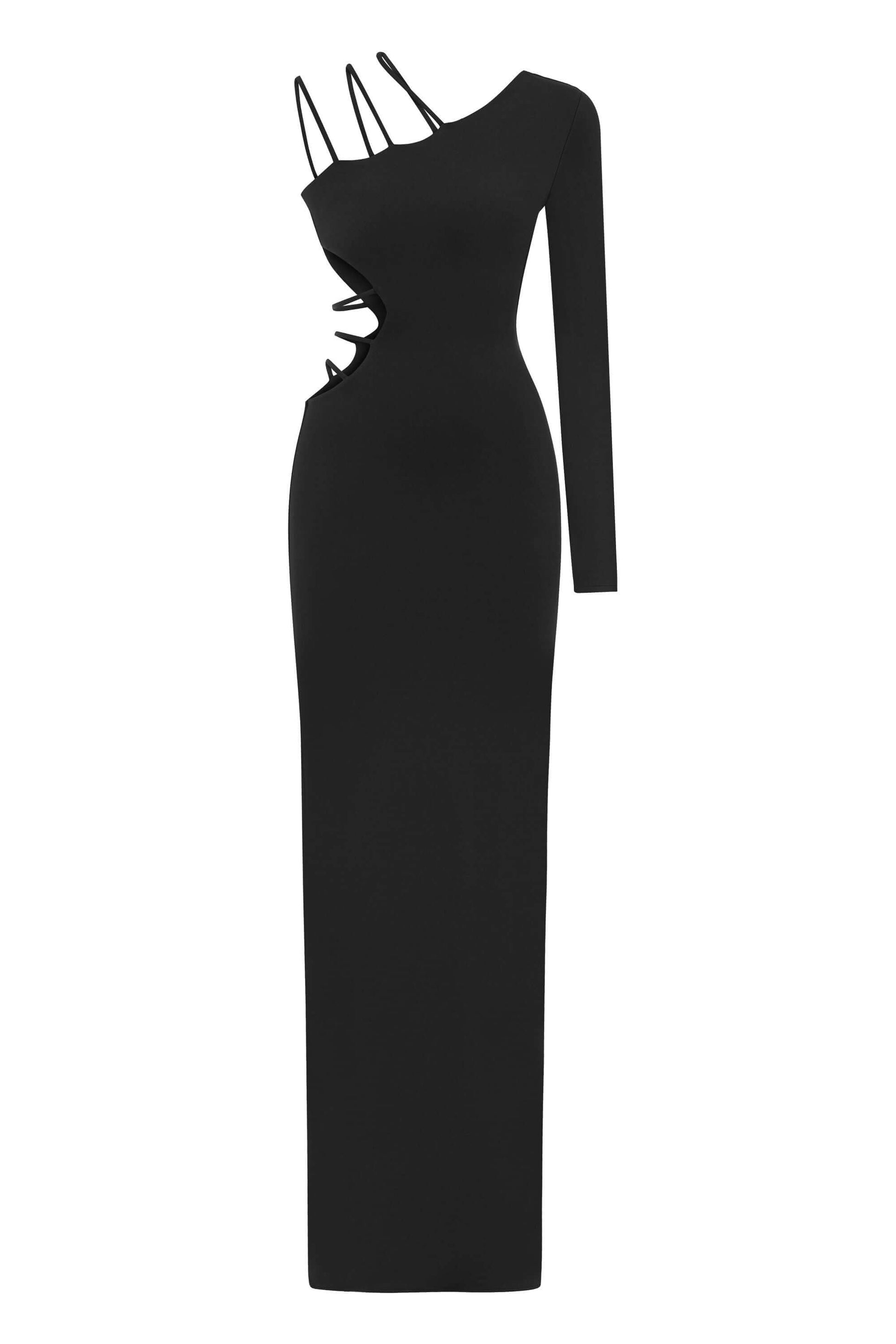 JENDUE Aurora One Shoulder Maxi Dress - Elegant Cutout Gown
