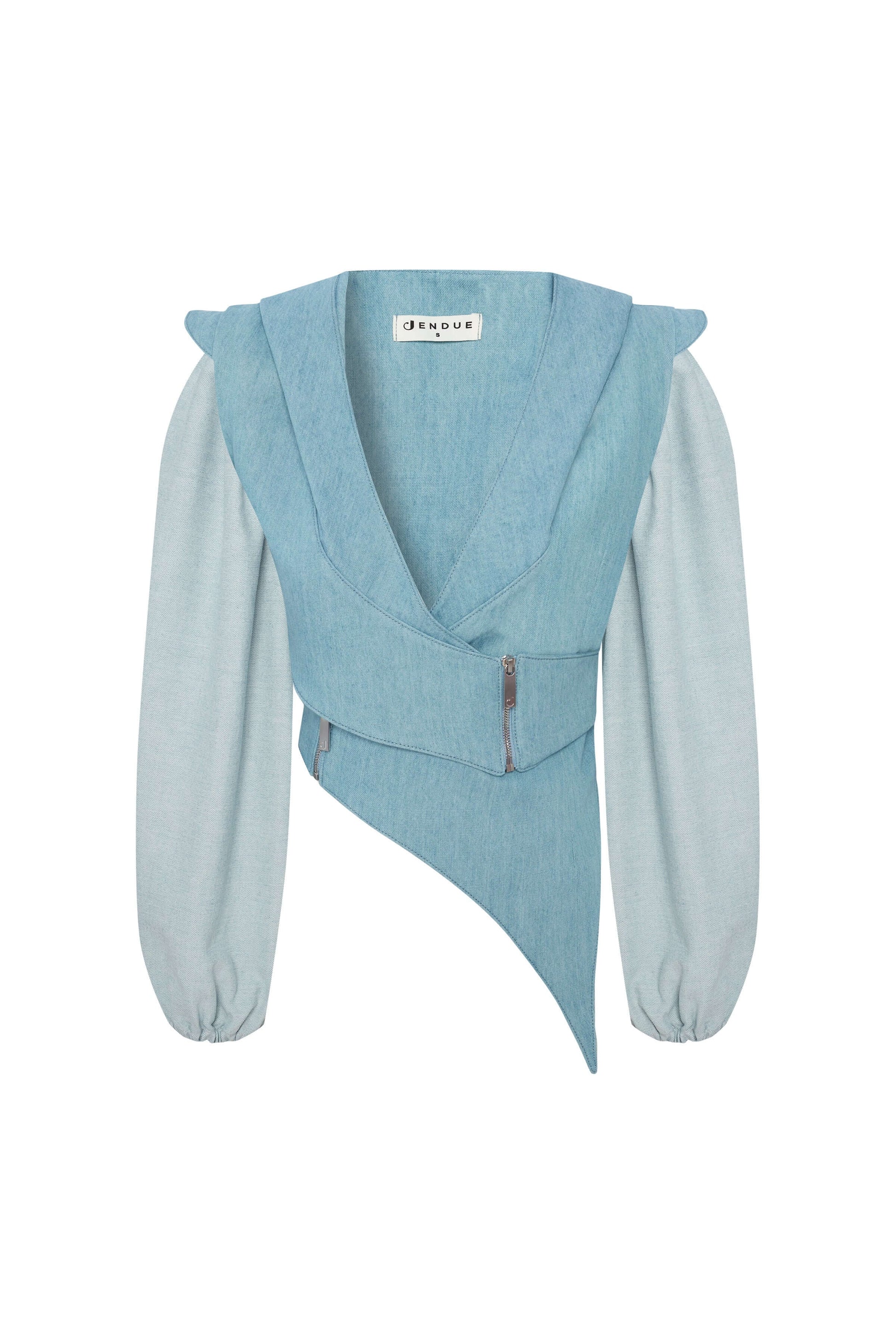 JENDUE Belinda Denim Vest & Jacket - Asymmetrical Style