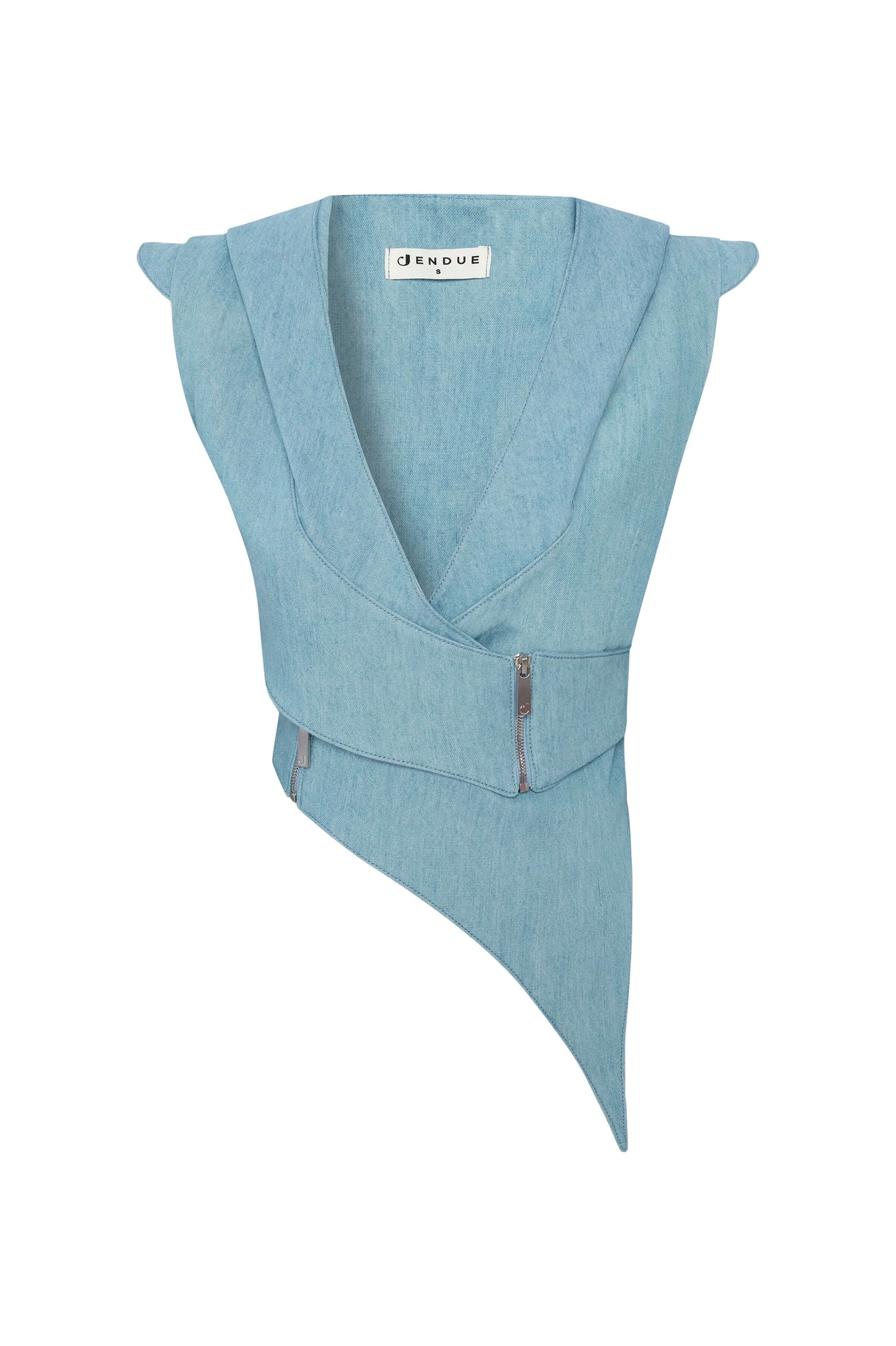 JENDUE Belinda Denim Vest & Jacket - Asymmetrical Style