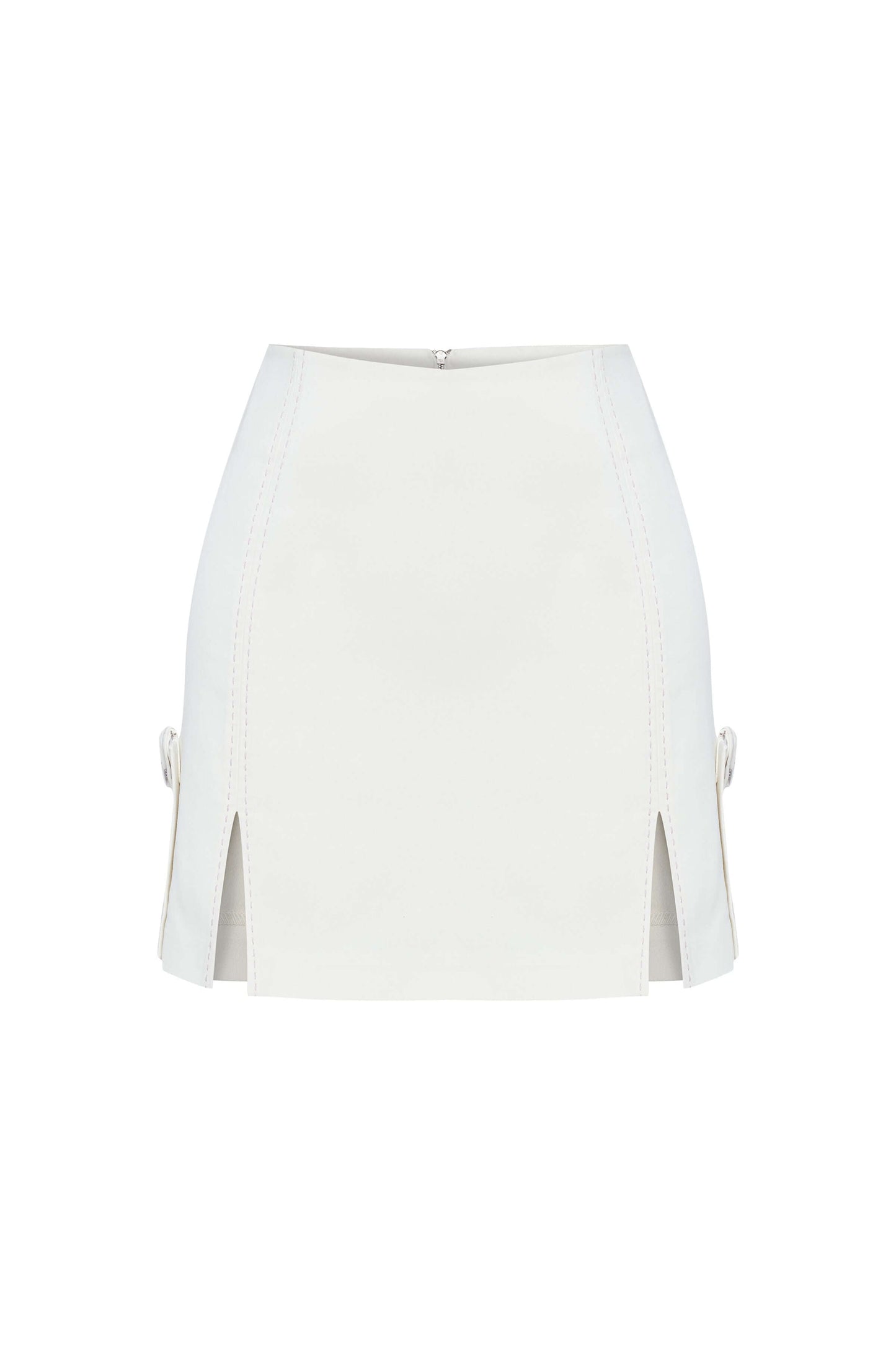 JENDUE Catalina Denim Mini Skirt - White | Shop Online