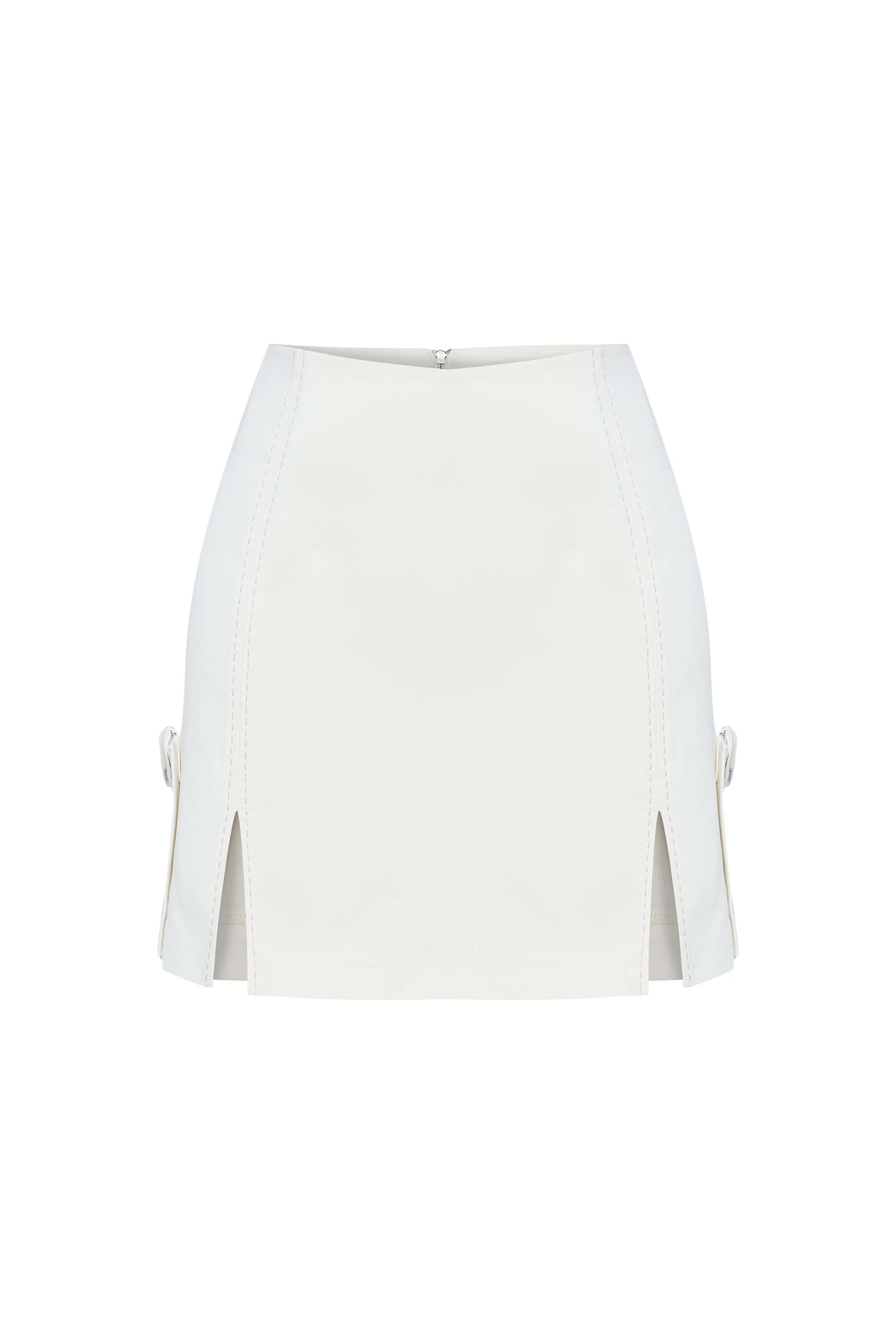 JENDUE Catalina Denim Mini Skirt - White | Shop Online