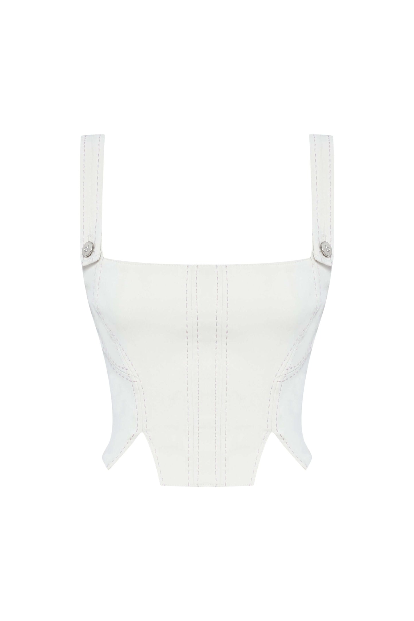 JENDUE Catalina White Denim Crop Top - Stylish & Versatile