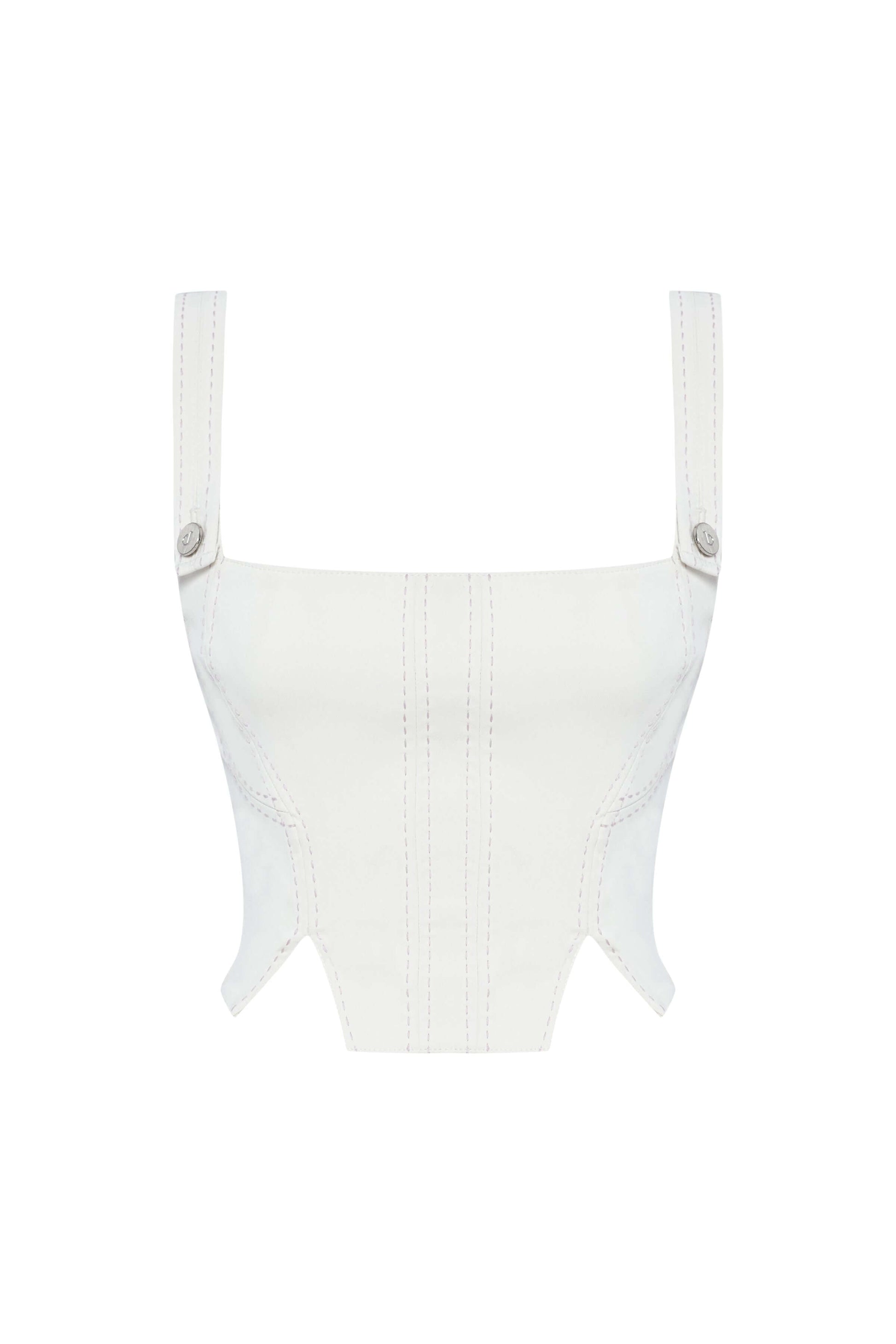 JENDUE Catalina White Denim Crop Top - Stylish & Versatile